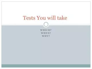 Tests You will take