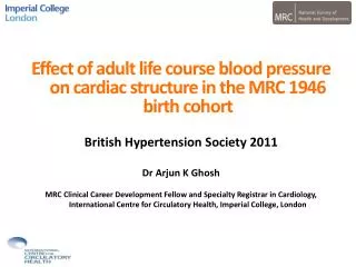 Effect of adult life course blood pressure on cardiac structure in the MRC 1946 birth cohort