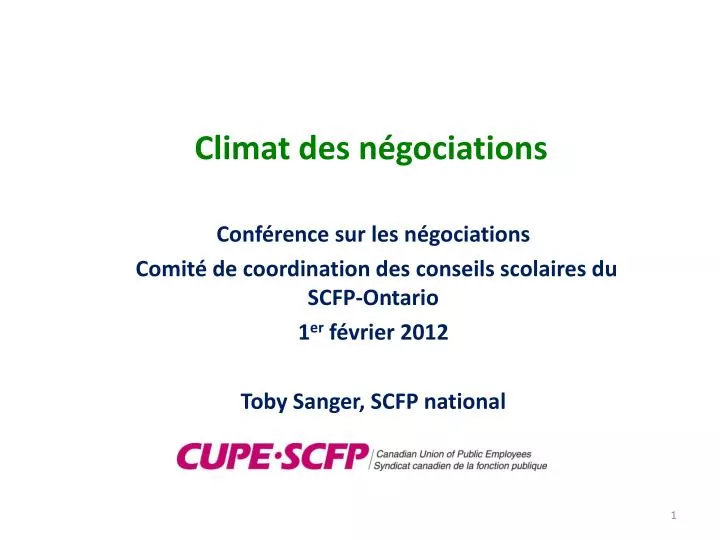 climat des n gociations