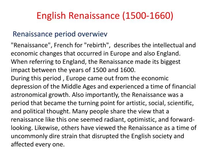 english renaissance 1500 1660