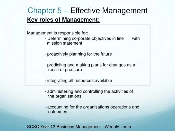 chapter 5 effective management