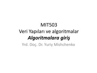 mit503 veri yap lar ve algoritmalar algoritmalar a giri