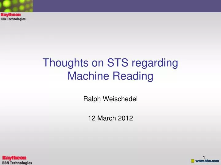 thoughts on sts regarding machine reading