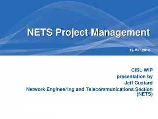 NETS Project Management 19-Mar-2014