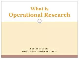 What is Operational Research