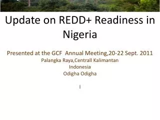 NIGERIA: a two-track approach to REDD+ readiness