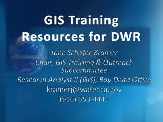 GIS Training Resources for DWR