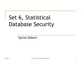 Set 6, Statistical Database Security