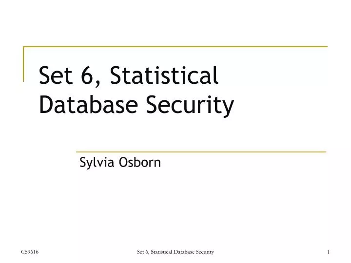 set 6 statistical database security