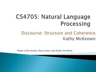 CS4705: Natural Language Processing