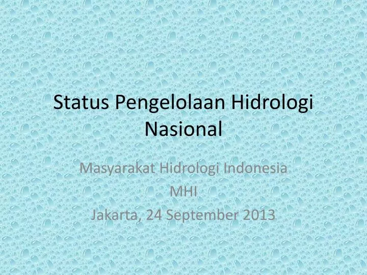 status pengelolaan hidrologi nasional