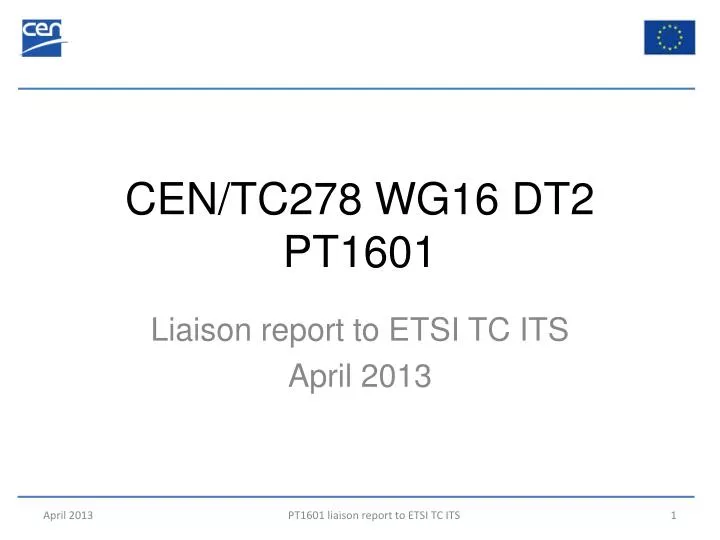 cen tc278 wg16 dt2 pt1601