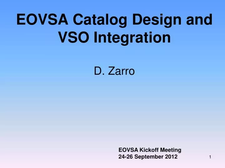eovsa catalog design and vso integration d zarro