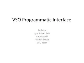 VSO Programmatic Interface