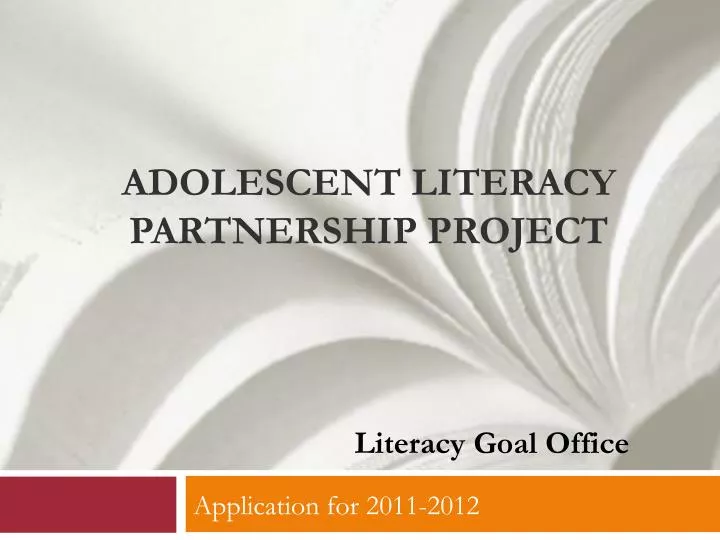 adolescent literacy partnership project