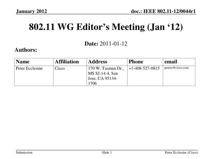 802 11 wg editor s meeting jan 12
