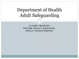 Department of Health Adult Safeguarding