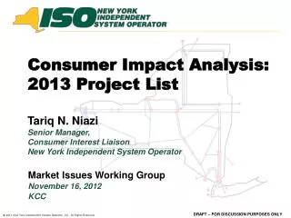 Consumer Impact Analysis: 2013 Project List