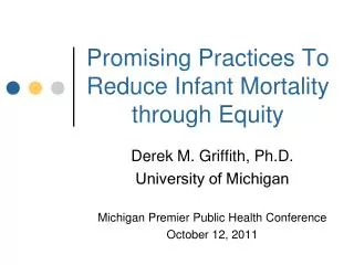 Promising Practices To Reduce Infant Mortality through Equity