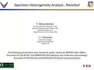 Specimen Heterogeneity Analysis : Revisited