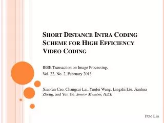 Short Distance Intra Coding Scheme for High Efficiency Video Coding