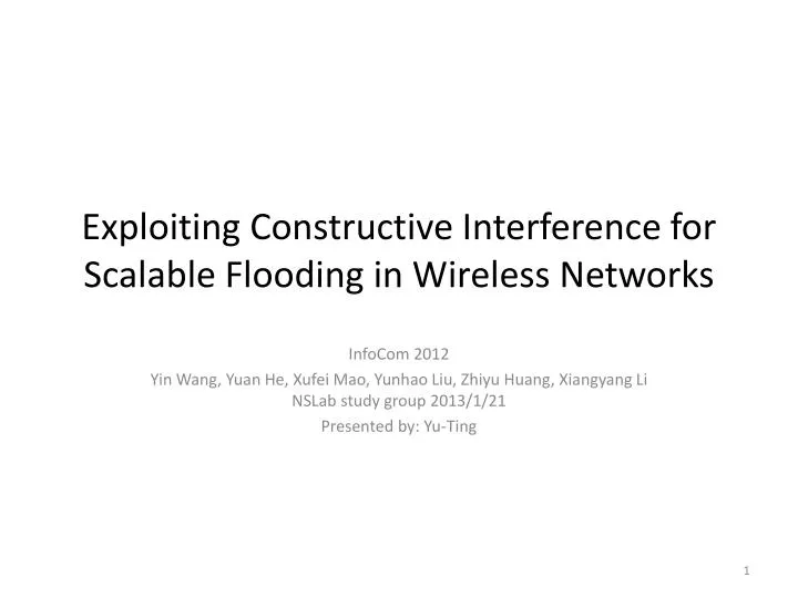 exploiting constructive interference for scalable flooding in wireless networks