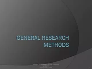 General Research methods