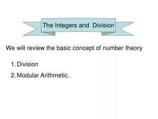 The Integers and Division