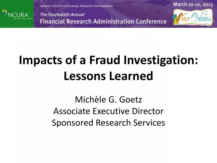 impacts of a fraud investigation lessons learned