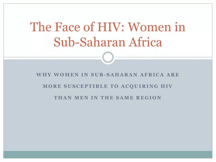 the face of hiv women in sub saharan africa