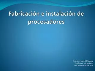 fabricaci n e instalaci n de procesadores