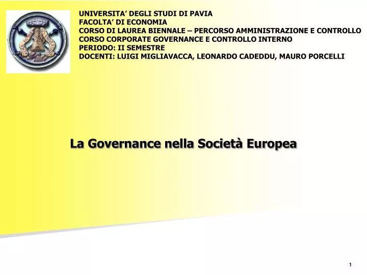 la governance nella societ europea