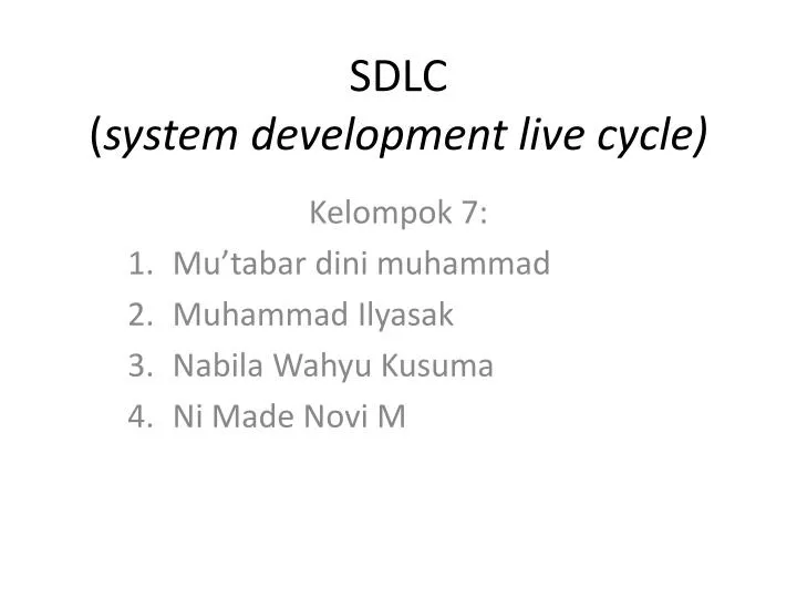 sdlc system development live cycle