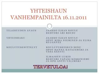 yhteishaun vanhempainilta 16 11 2011