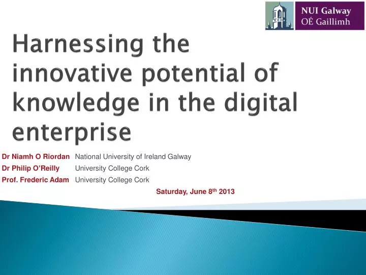 harnessing the innovative potential of knowledge in the digital enterprise