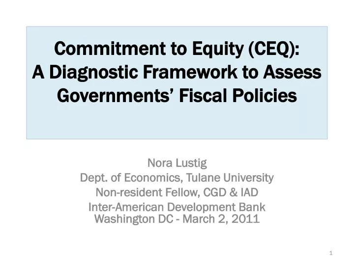commitment to equity ceq a diagnostic framework to assess governments fiscal policies