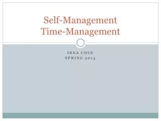 Self-Management Time-Management