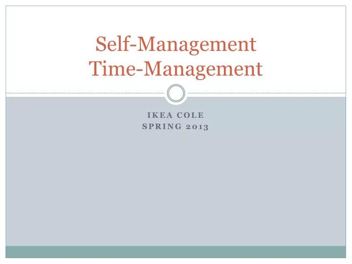 self management time management