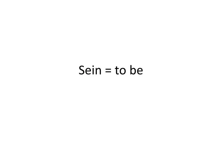 sein to be
