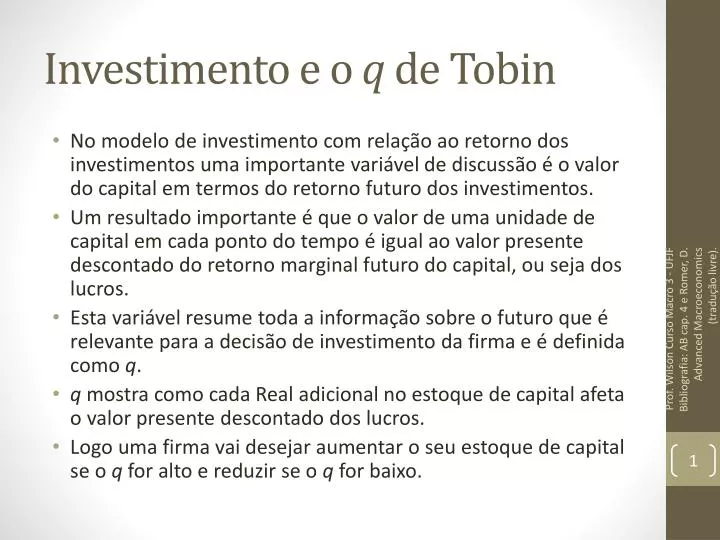 investimento e o q de tobin