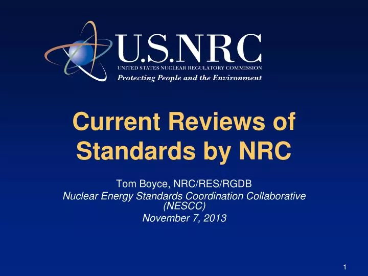 current reviews of standards by nrc