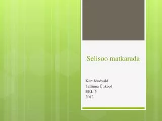 selisoo matkarada