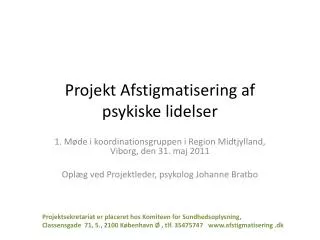 projekt afstigmatisering af psykiske lidelser