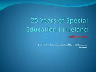 25 Years of Special Education in Ireland