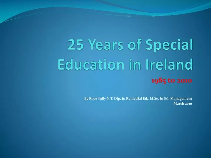 25 years of special education in ireland