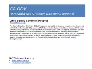 CA.GOV &lt;Standard DHCS Banner with menu options&gt;