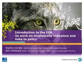 Introduction to the EEA its work on biodiversity indicators and links to policy