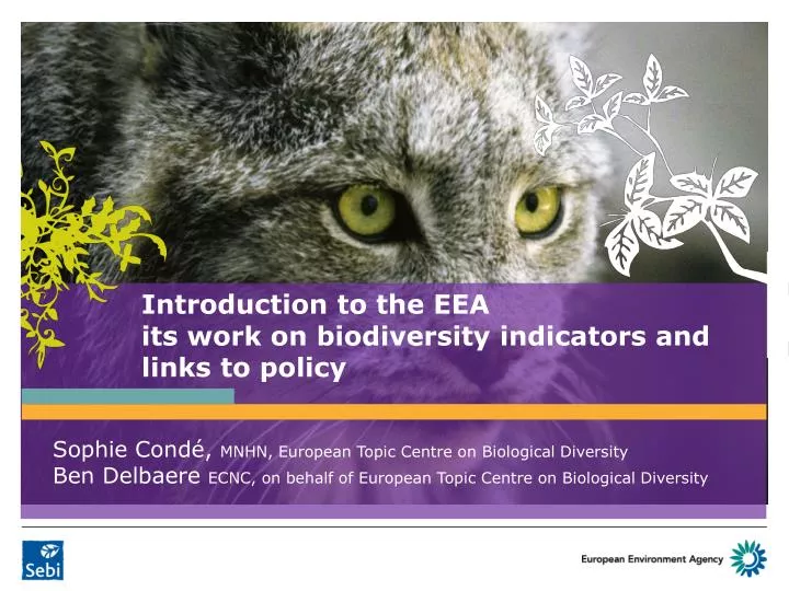 introduction to the eea its work on biodiversity indicators and links to policy
