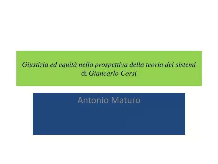 giustizia ed equit nella prospettiva della teoria dei sistemi di giancarlo corsi