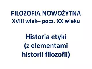 filozofia nowo ytna xviii wiek pocz xx wieku